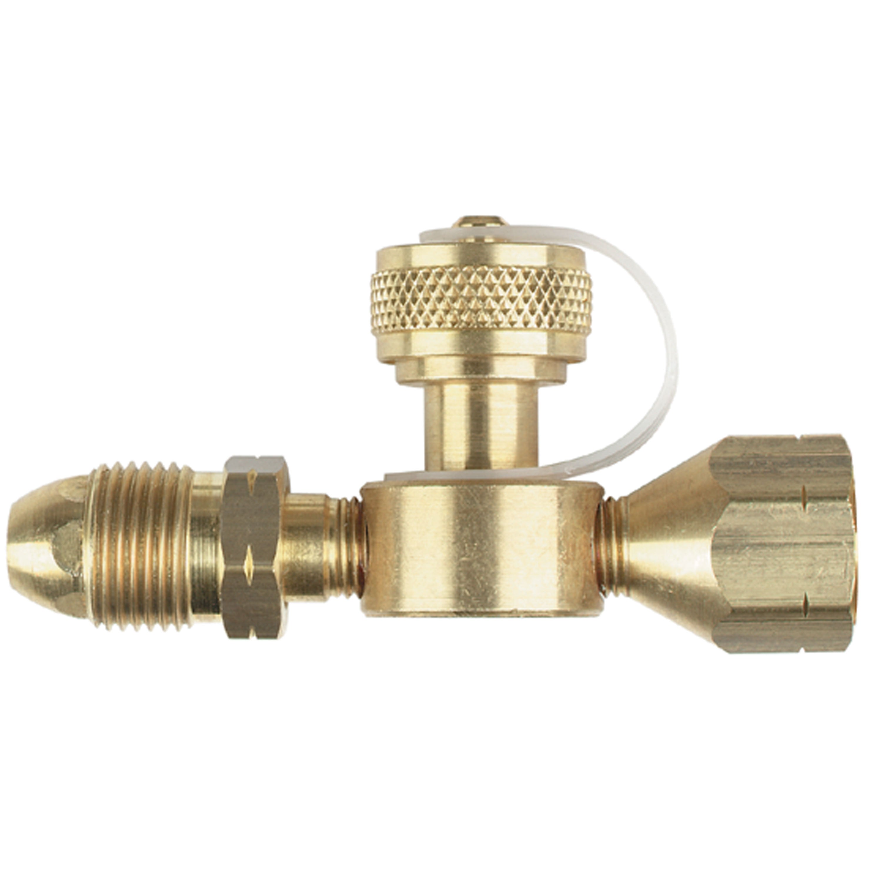 Marshall Excelsior ME415P Camping LP Tee Adapter - 0.9 GPM Excess Flow, Male Hard Nose POL Inlet x Female POL Outlet