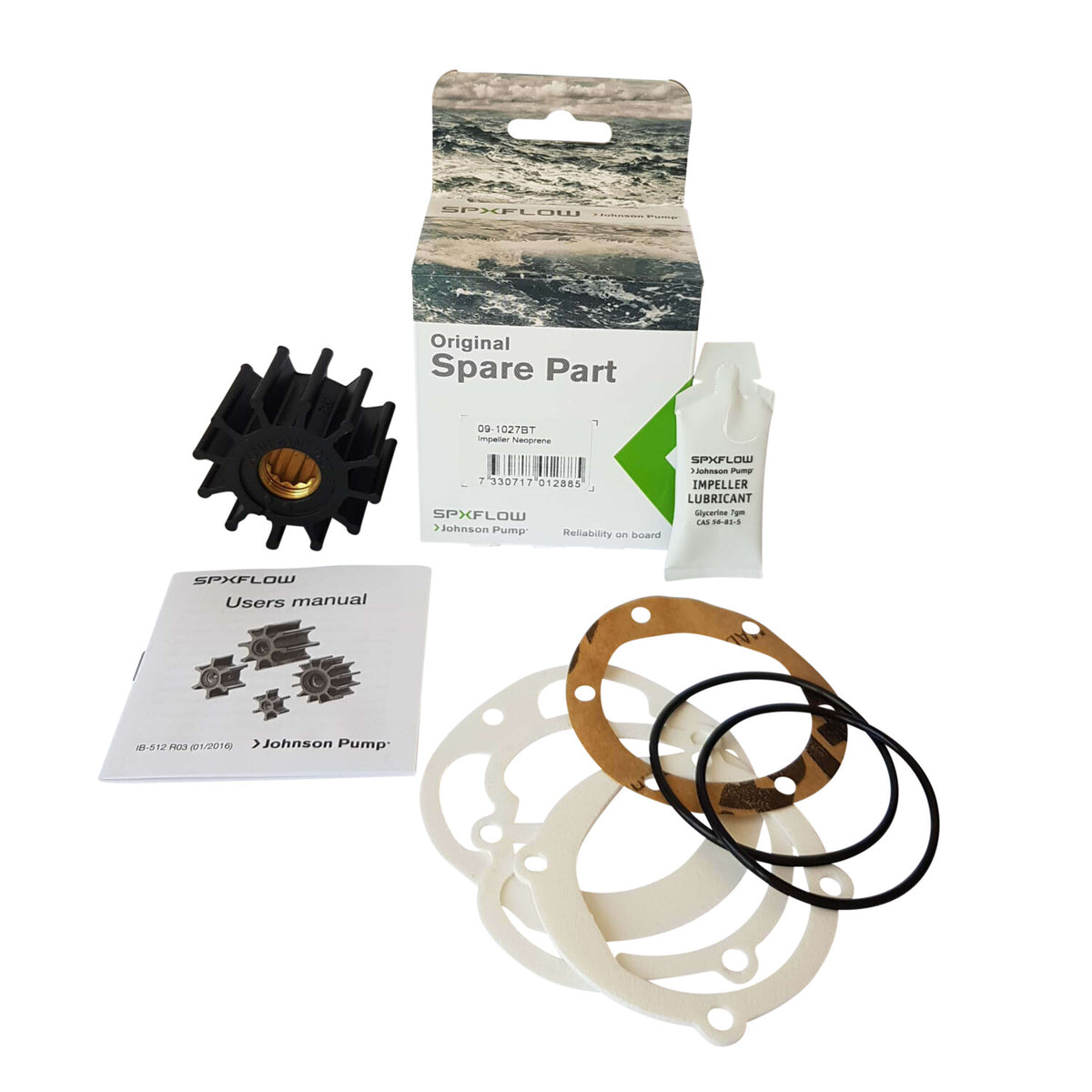 Johnson Pump 09-1027BT Impeller Kit F5 Neoprene Threaded Kit with O-Rings & Gaskets