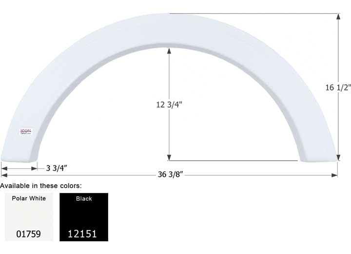 ICON 01759 FENDER SKIRT SINGLE ICON FS1759 POLAR WHITE