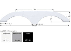 ICON 01780 FENDER SKIRT TANDEM KEYSTONE FS1772 METALLIC GREY