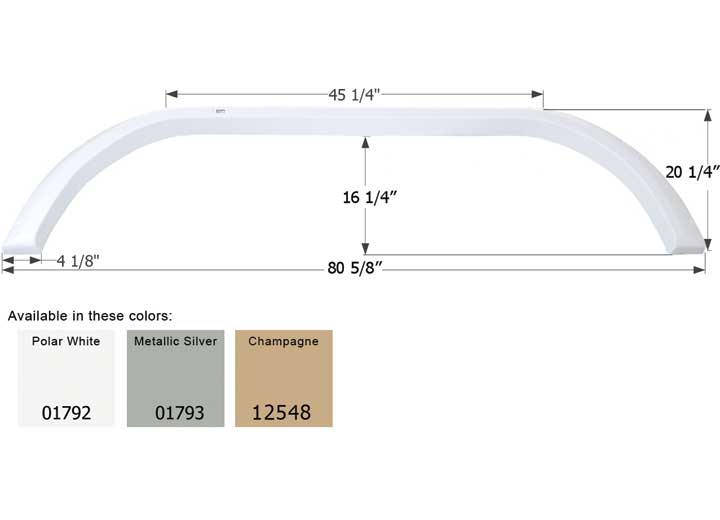 ICON 01793 FENDER SKIRT TANDEM CARRIAGE FS1792 METALLIC SILVER