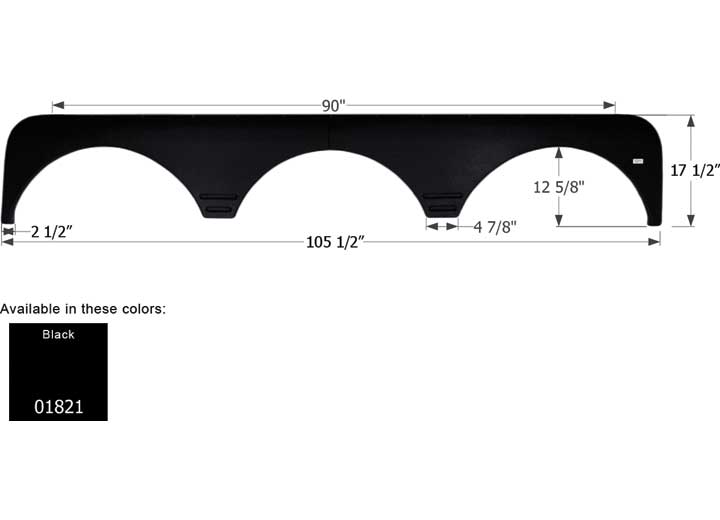 ICON 01821 FENDER SKIRT TRIPLE GULF STREAM FS1821 BLACK
