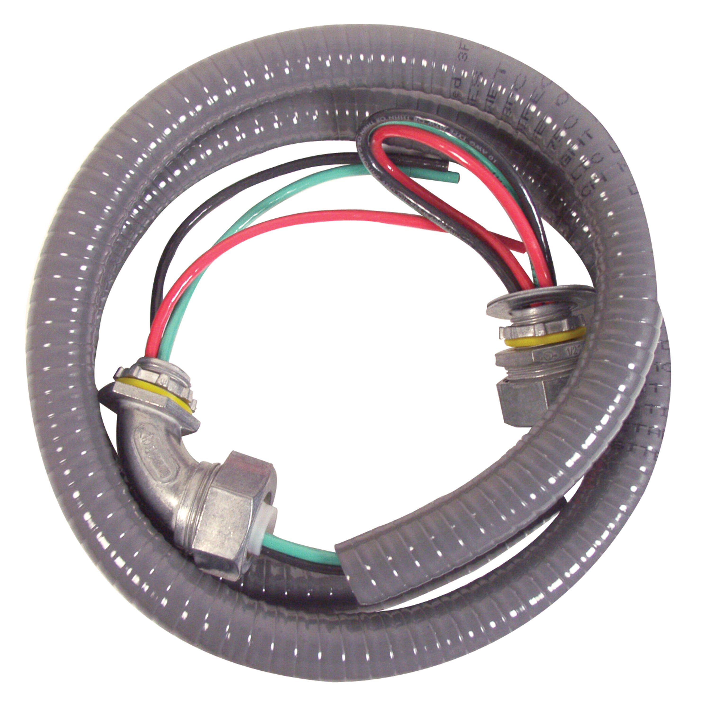 Bramec Corporation 18831 Wiring Whip with Metallic Fittings - 1/2" x 4', 10 Gauge THHN, 1-Straight / 1-90° Connection