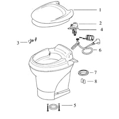 Thetford 31703 Aqua-Magic V High and Low Foot - Seat and Cover Assembly, White