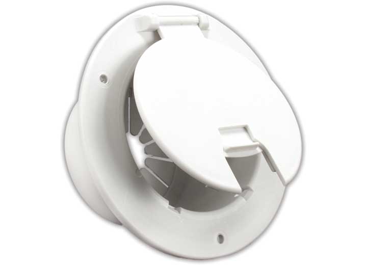 JR PRODUCTS 541-2-A DELUXE ROUND ELECTRIC CABLE HATCH W/BACK POLAR WHITE