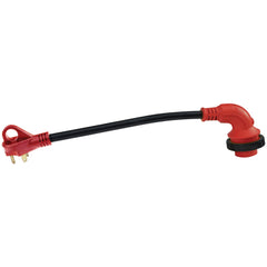 Valterra A10-3030D90VP Mighty Cord 90-Deg Detachable 12" Adapter Cord - 30AM to 30AF, Red (Carded)