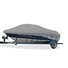 Carver 77119S-11-D-1 Styled-to-Fit Boat Cover for V-Hull I/O Runabout Boats (Including Euro-Style) with Windshield and Hand or Bow Rails - 19'6", Mist Gray