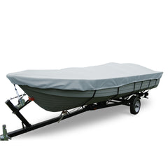 Carver 70114S-11 Styled-to-Fit Boat Cover for Wide V-Hull Fishing Boats (No Motor) - 14'6", Mist Gray