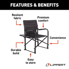 Lippert 2021123280 Scout Plus Director Chair with Side Table - Dark Gray