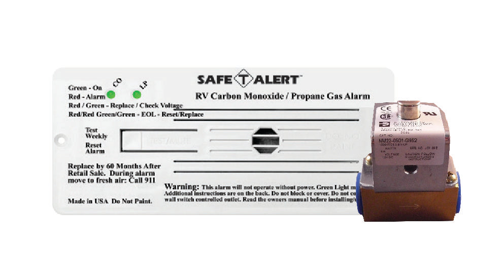 Safe-T-Alert 35-742-R-WT-KIT Flush Mount Combination Carbon Monoxide/Propane Alarm 12V DC Hard Wire with Solenoid Valve - White