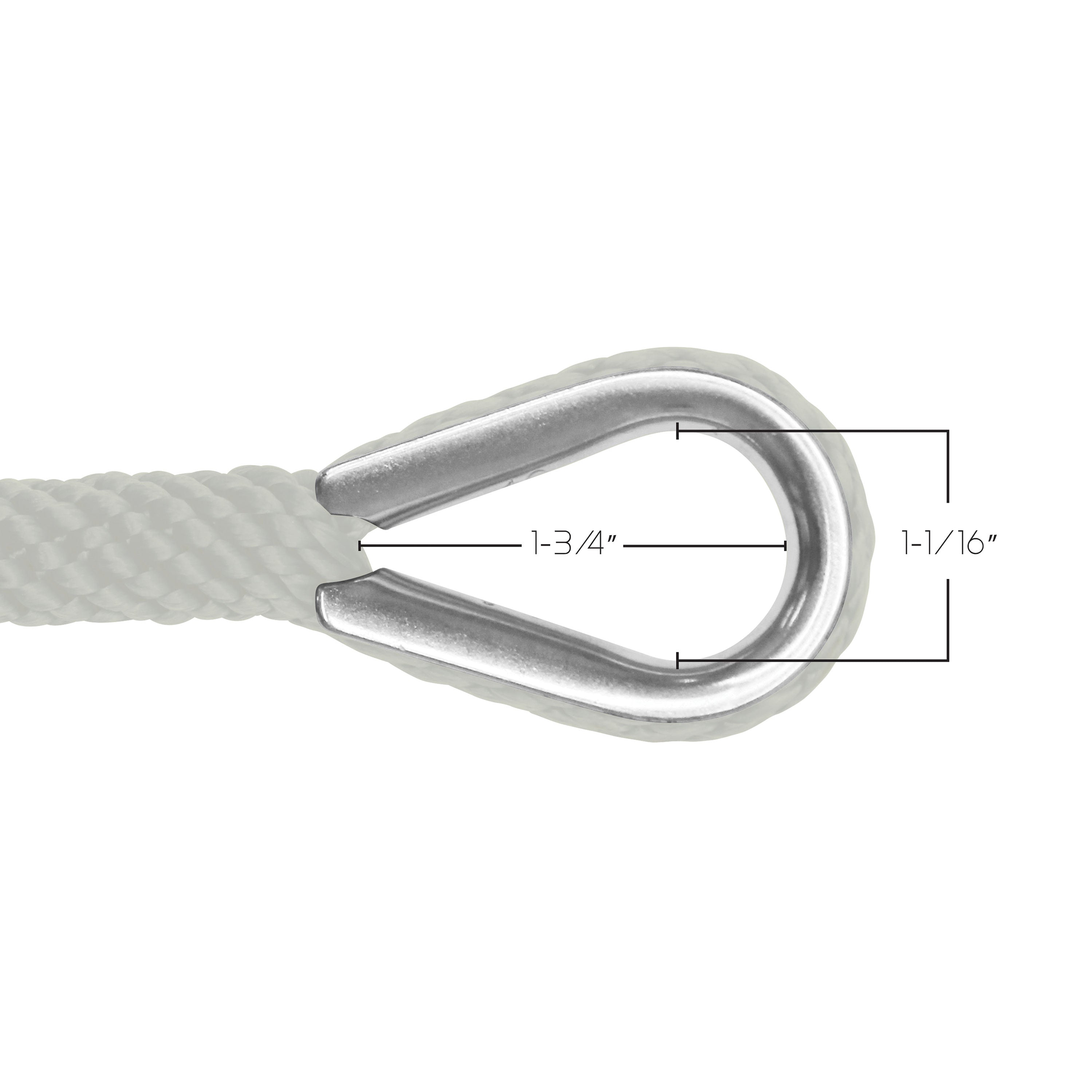 Extreme Max 3006.3458 BoatTector Solid Braid MFP Anchor Line with Thimble - 1/2" x 100', White