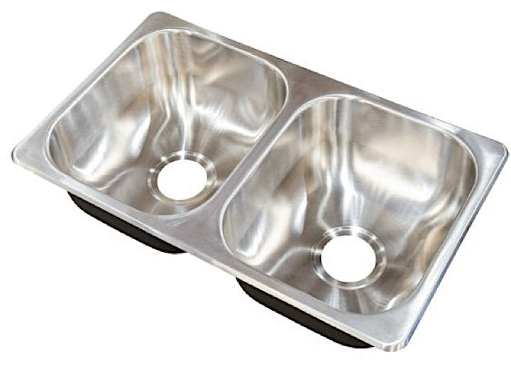 LIPPERT 388412 27X16X7 DOUBLE BOWL SINK; DRAWN; 20 GA