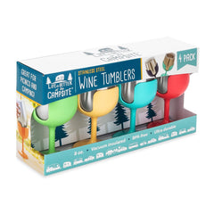 Camco 53068 "Life is Better at the Campsite" Wine Tumblers - Assorted, Pack of 4