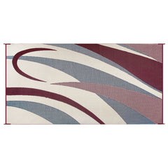 Ming's Mark GB5 Stylish Camping Reversible Graphic Patio Mat - 8' x 16', Burgundy/Black