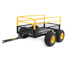 Polar Trailer 10812 Heavy Duty Tandem Axle Steel Mesh 1400 lb. 28 Cubic Foot  ATV UTV Lawn Mower Trailer HDM 1400 TA and Wide Track Rubber Wheels Hauling Outdoor - Black