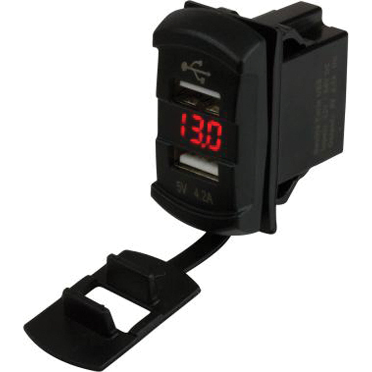 Sea-Dog 426527 Dual USB Rocker Switch Style Voltmeter with Hidden Display