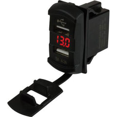 Sea-Dog 426527 Dual USB Rocker Switch Style Voltmeter with Hidden Display