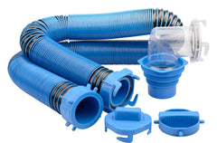 Makerz 0 98 10' RV Sewer Hose Kit - Includes (1) 10' Sewer Hose with Rotational Fittings, (1) Transparent Elbow with 4-in-1 Adapter, (2) End Caps
