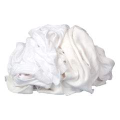 Buffalo 10395 Recycled Industrial White T-Shirt Cloth Rags - 25 lbs. Box