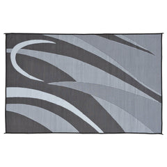 Ming's Mark GA1 Stylish Camping Reversible Graphic Patio Mat - 8' x 12', Black/Silver