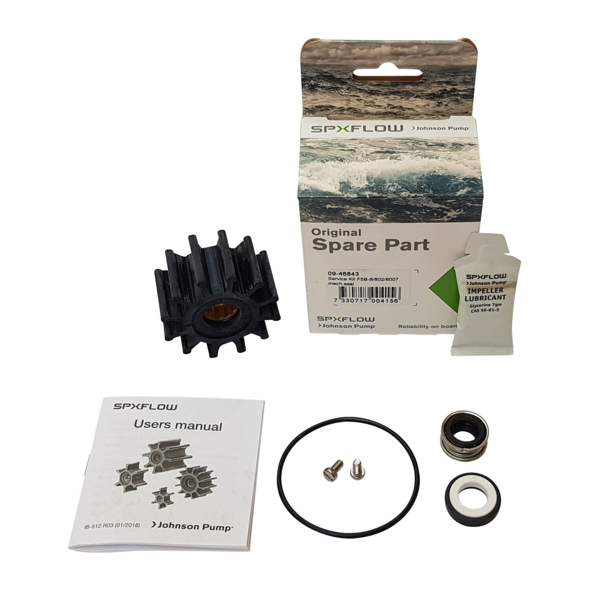 Johnson Pump 09-46843 Service Kit F5B-8/802/8007 Pumps with Mechanical Seal Fits 10-24571-13/15/52/54
