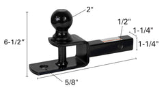 Extreme Max 5001.1379 3-in-1 ATV Ball Mount with 2" Ball - Solid Shank fits 1-1/4" Receivers