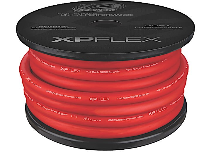 XS POWER XPFLEX0RD-50 1/0 CABLE 5250 STRANDS 10% OFC 90% CCA ICED RED 50FT SPOOL
