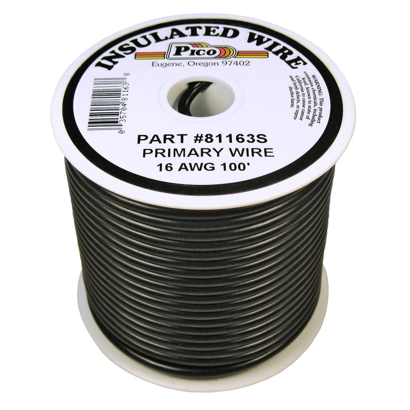 Pico 81163S Primary Wire - 16 AWG, Black, 100' Spool