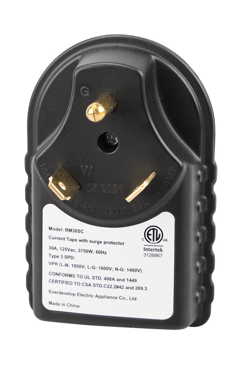 Makerz 0 84 30A RV Surge Protector Plug - 22,500A / 1,050 Joules Maximum Spike Absorption, ETL-Certified