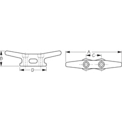 Sea-Dog 040108 Flat Head Open-Base Iron Cleat - 8"