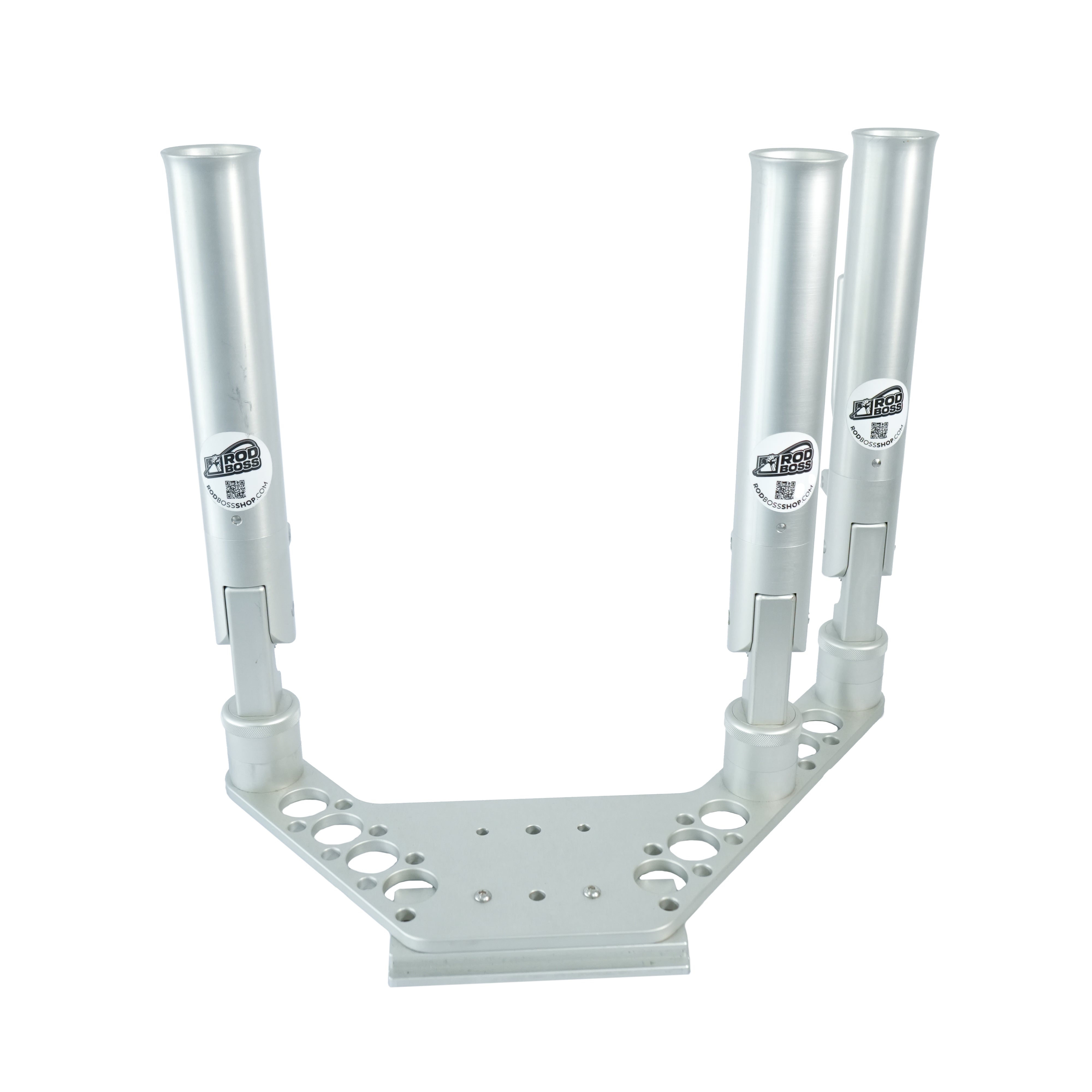 Rod Boss 1003RB Triple Dual Axis Ratcheting Rod Holder with Boomerang Downrigger Plate
