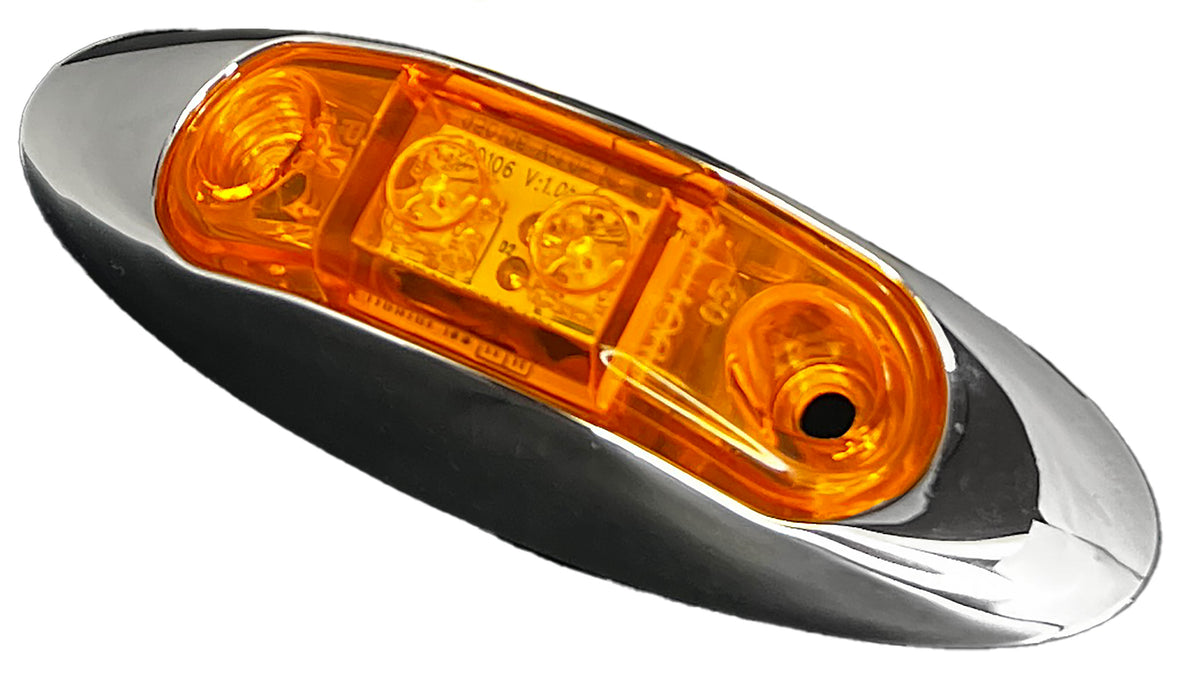 RV Designer L931 Oblong LED Marker Light with Chrome Bezel - Amber
