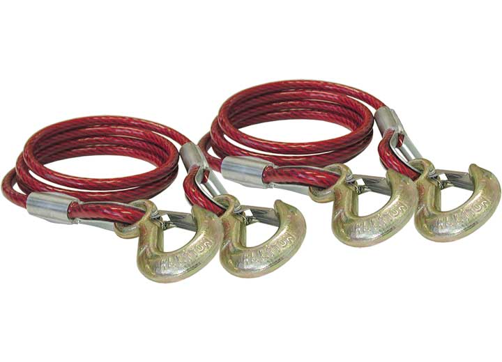 ROADMASTER INC 653 80INCH 10000POUND GVWR CAPACITY DOUBLE HOOK COILED SAFETY CABLES ONE PAIR