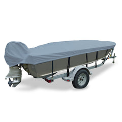 Carver 71116S-11 Styled-to-Fit Boat Cover for Wide V-Hull Fishing Boats O/B - 16'6", Mist Gray