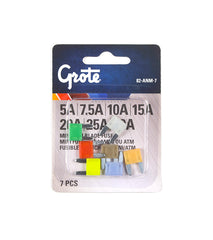 Grote 82-ANM-7 Fuse & Circuit Protection Assortment Kit - MINI/ATM Blade Fuse Kit, 7 Pack