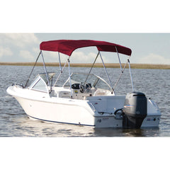 Carver A5469TB-8 Fully Assembled 3-Bow Round Tube Sunbrella Bimini Complete Top Kit - Burgundy, 67" - 72" Widths