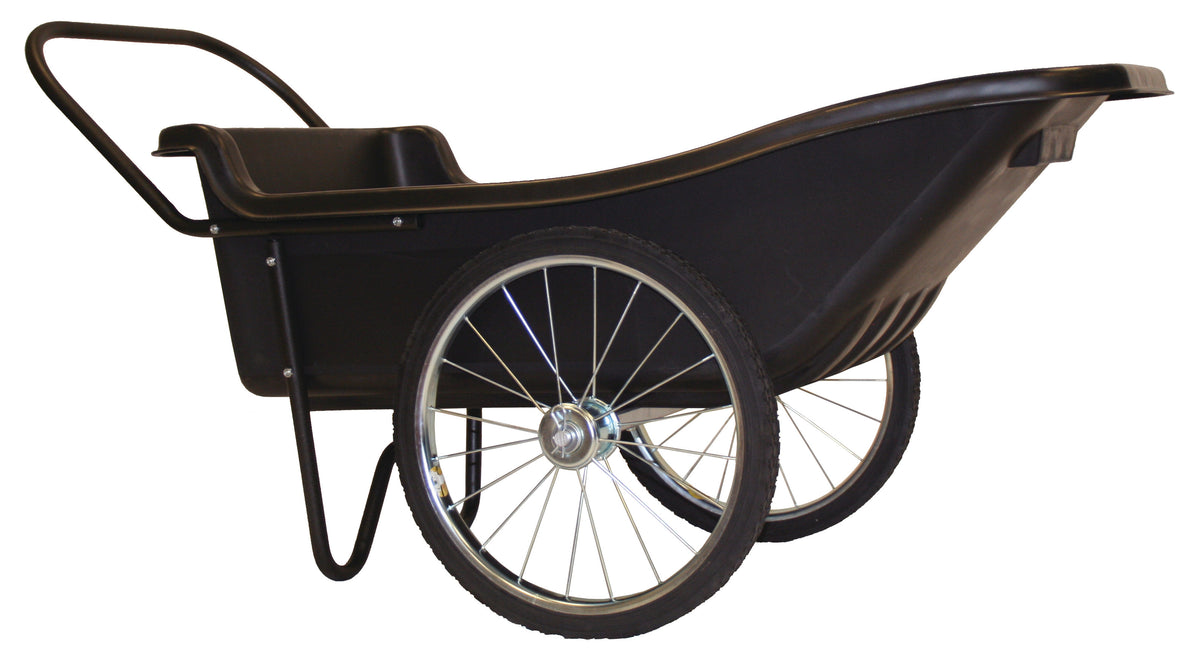Polar Trailer 8376-D-1 10 Cubic Foot Heavy Duty Utility Outdoor Yard Garden Cart Wheelbarrow Utility Cart with Handle and Solid Rubber 20 Inch Wheels - Black