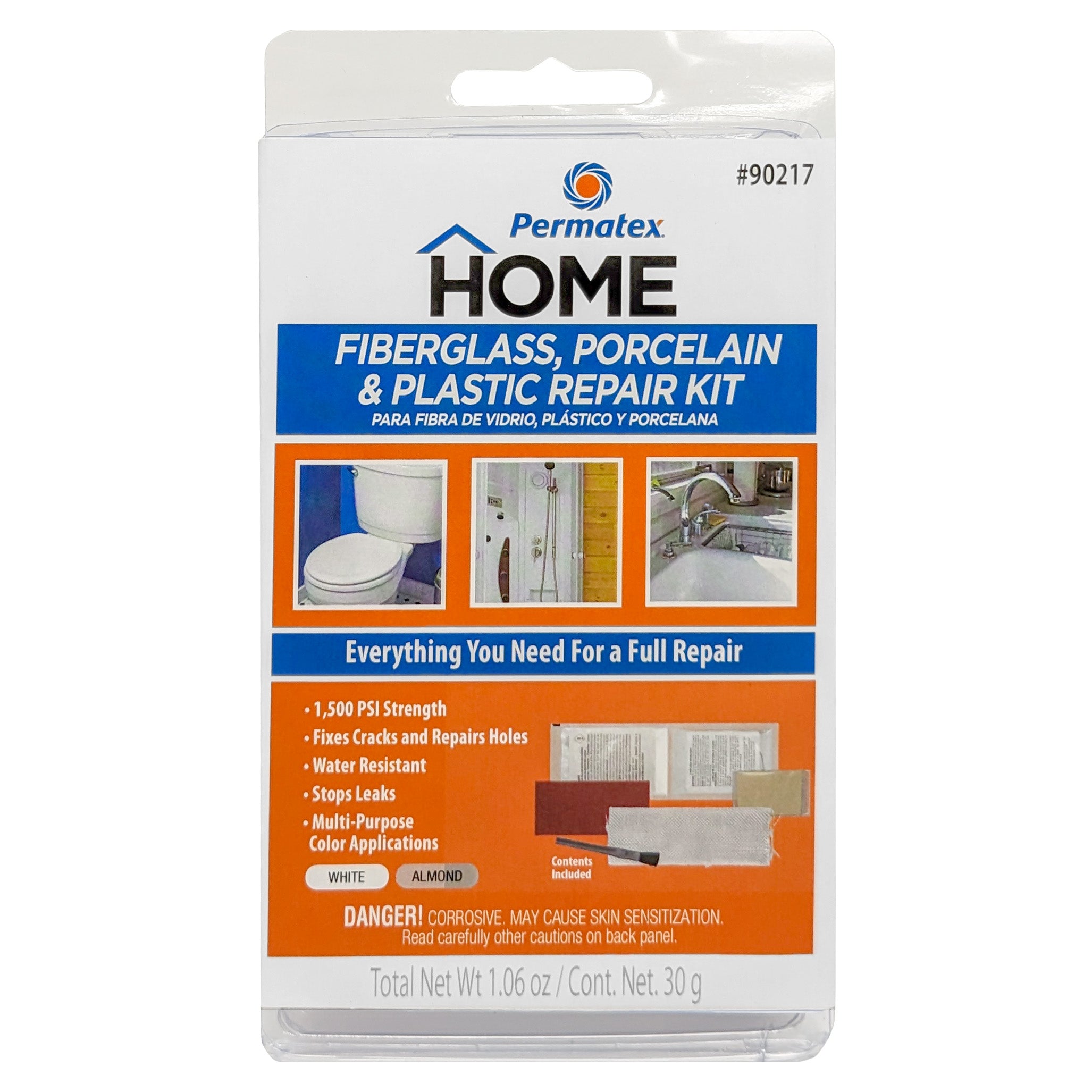 Devcon 002-90217 Fiberglass, Porcelain and Plastic Repair Kit - White/Almond