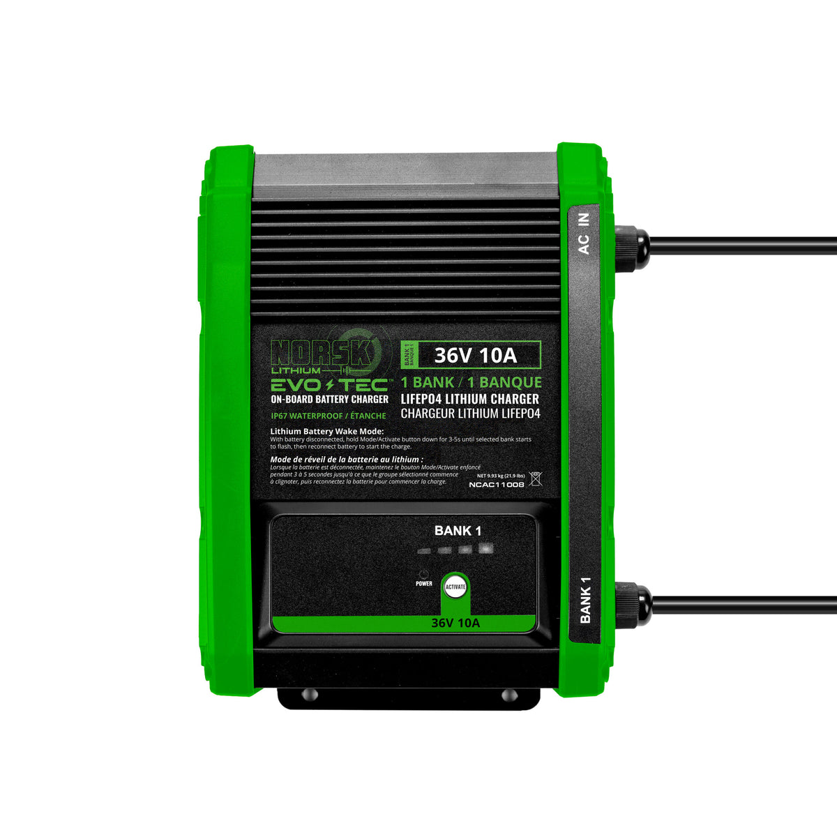 Norsk NCAC11008 EVO-TEC 36V 10A 1 Bank On-Board Charger