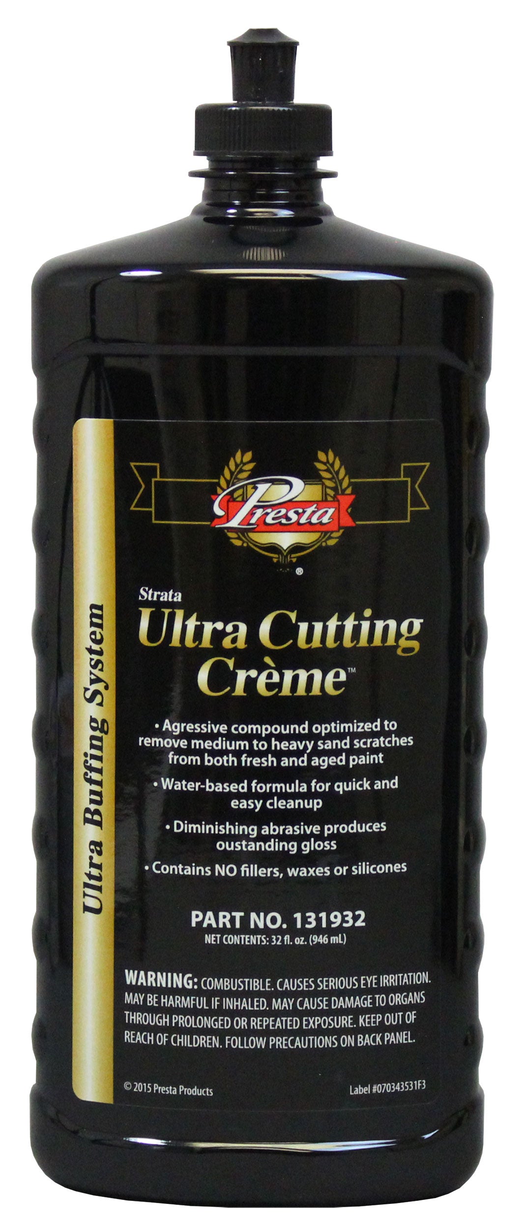Presta 131932 Ultra Cutting Crme for Removing P1500 Grit, Finer Sand Scratches and Swirls - 32 Oz.