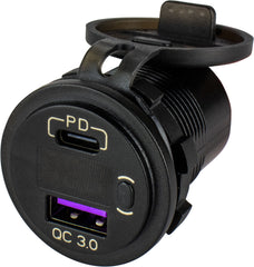 Sea-Dog 426518-1 Round USB/USC Socket with Hidden Volt Meter