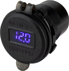 Sea-Dog 426518-1 Round USB/USC Socket with Hidden Volt Meter