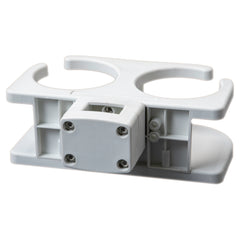 Extreme Max 3005.5692 Adjustable 2-Drink Mug Cup & Can Holder for Horizontal and Vertical Square Pontoon Rails - White