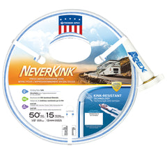 Teknor Apex 7602-50 NeverKink Drinking Water Safe Hose - 5/8" x 50', White