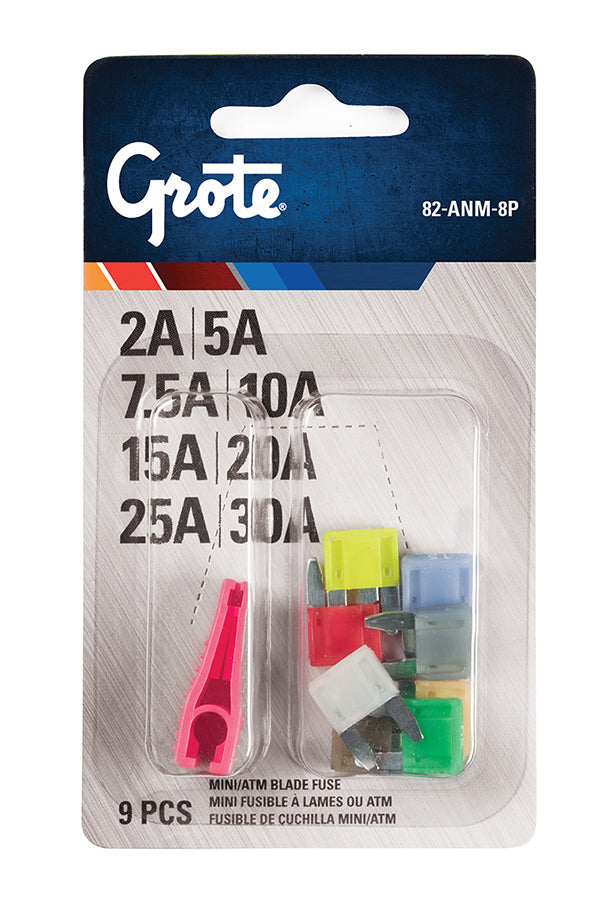 Grote 82-ANM-8P Fuse & Circuit Protection Assortment Kit - Miniature Blade Fuse Assortment & Puller, 9-Pack