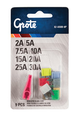 Grote 82-ANM-8P Fuse & Circuit Protection Assortment Kit - Miniature Blade Fuse Assortment & Puller, 9-Pack