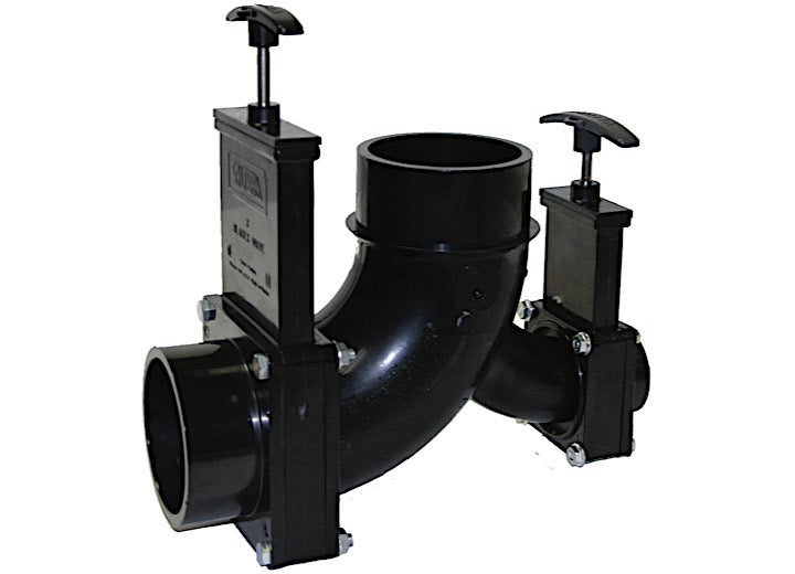 VALTERRA T81B ELL DOUBLE ROTATING VALVE 3IN SPIGOT X 11/2IN SPIGOT X 3IN SPIGOT OUTLET