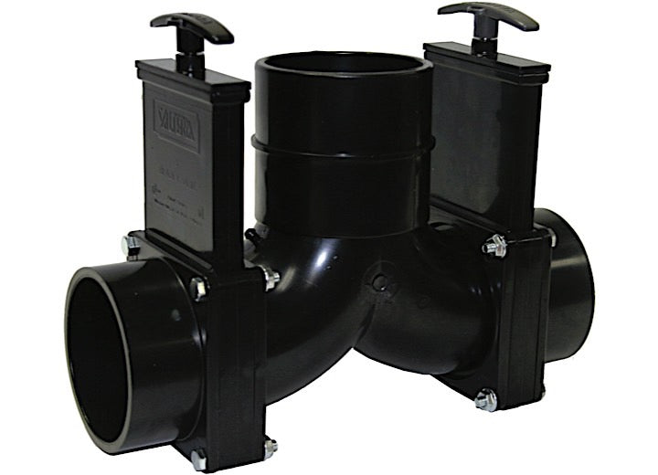 VALTERRA T85 ELL DOUBLE ROTATING VALVE 3IN HUB X 3IN HUB X 3IN HUB OUTLET