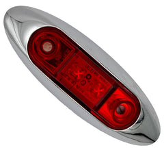 RV Designer L933 Oblong LED Marker Light with Chrome Bezel - Red
