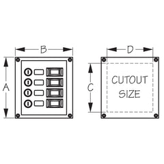 Sea-Dog 424010-1 Vertical 4 Gang Panel